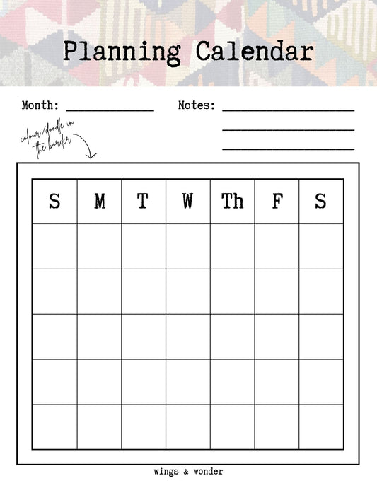 Planning Calendar (free download)